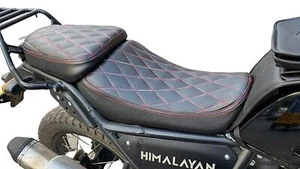 Leatherette Himalayan Design Cushion Seat Cover For Royal Enfield Black Red @vd - Picture 1 of 3