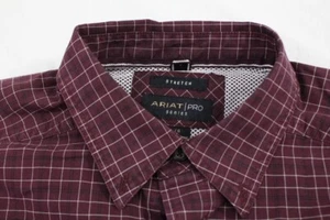 Camicia Ariat serie Pro uomo grande marrone a quadri elasticizzata con bottoni - Foto 1 di 9