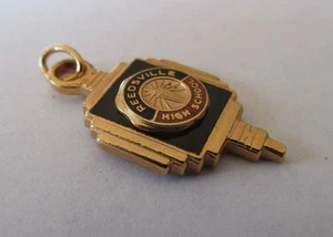 Vintage Reedsville High School Pendant Charm Enameled Gold Tone - Picture 1 of 4