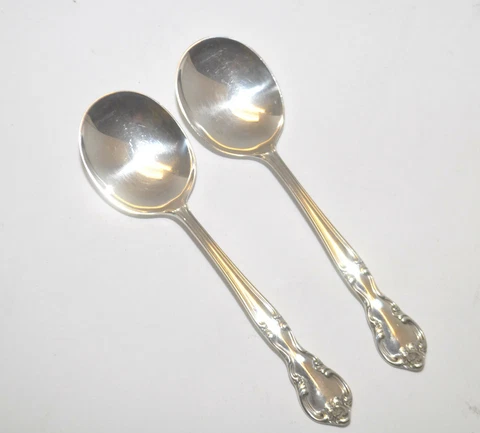 Easterling American Classic Sterling Silver Demitasse Cream Soup Spoon lot of 2 Cover