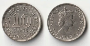 1961 H Malaya 10 cents coin - Picture 1 of 1