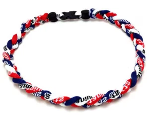 Titanium Tornado Braided Baseball Rope Necklace 20 INCH- Navy Blue, Red, White - Picture 1 of 1