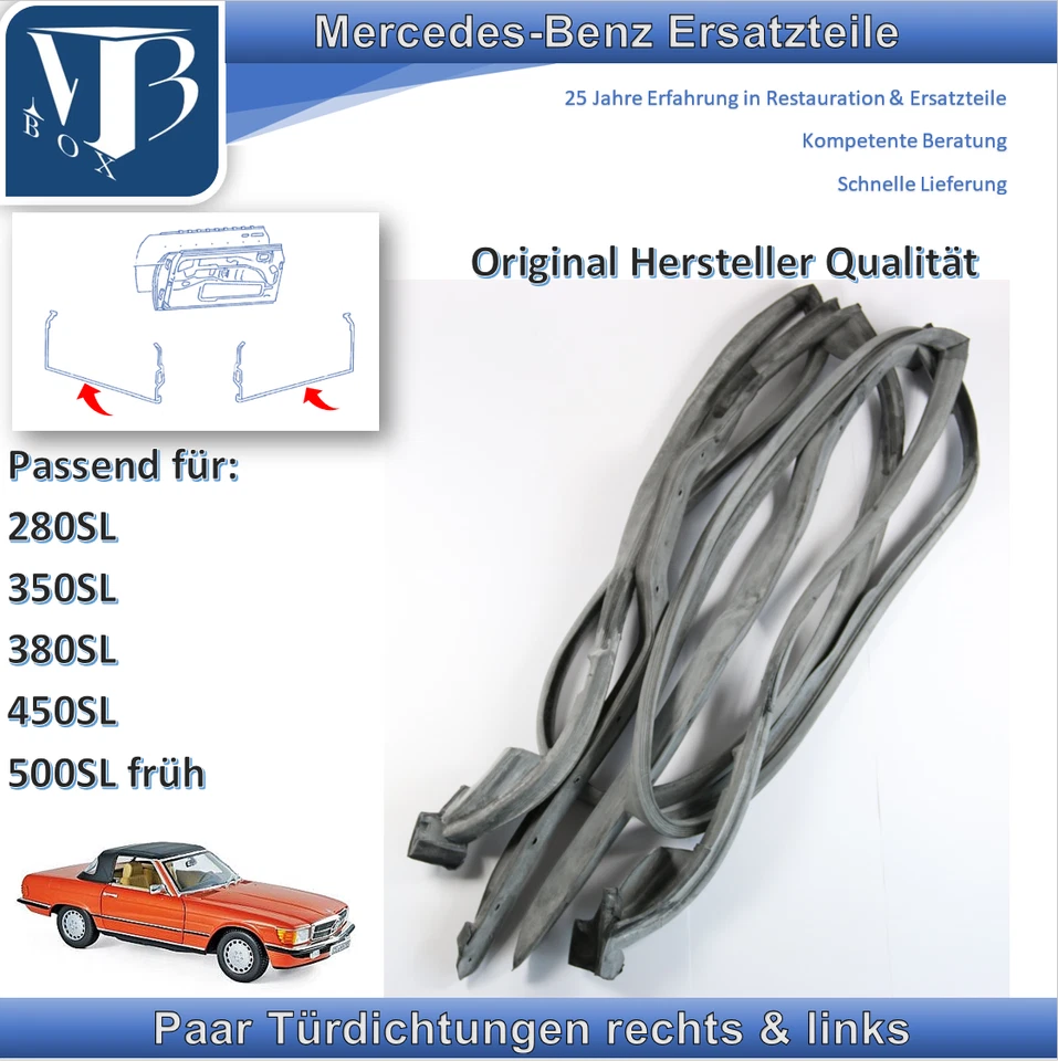 Par de sellos de puerta Mercedes-Benz W107 R107 380SL en calidad original del fabricante Foto 1 de 1