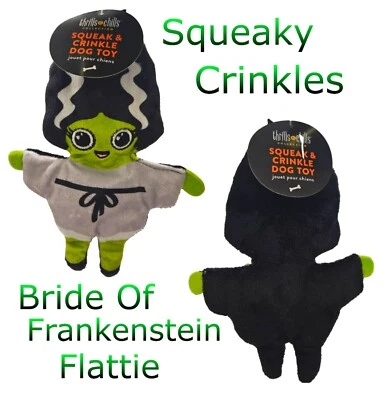 Emoción y frío Halloween novia de Frankenstein perro plano juguete, arruga y chirrido Foto 1 de 4
