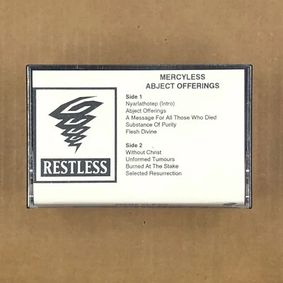 MERCYLESS Cassette Tape 90s Death Metal ABJECT OFFERINGS PROMO ADVANCE RESTLESS - Image 1 of 4