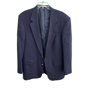 Abrigo deportivo Lands End azul marino lana 2 botones dorados ventilación única Blazer para hombre 43 R - Imagen 1 de 11