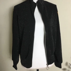 Wild Fable Damen Medium Reißverschluss vorne Glitzer schwarz Pullover sportlich gold Streifen - Bild 1 von 8
