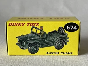Caja de coche de juguete militar DINKY TOYS reproducción vintage REPRO AUSTIN CHAMP #674 - Imagen 1 de 5