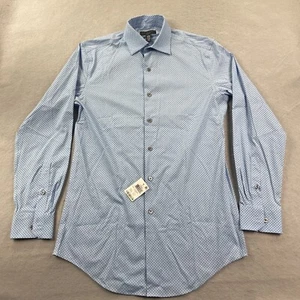 Alfani Shirt Mens Small Blue Button Up Shirt Slim Fit Geometric Comfort Casual - Picture 1 of 6