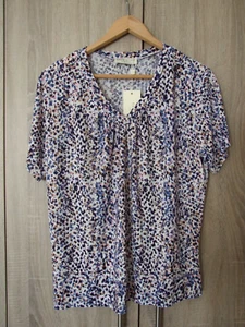 KATE LILLY SIZE UK 18 LADIES BLUE MULTI FLORAL SHORT SLEEVE BLOUSE TOP NEW - Picture 1 of 8