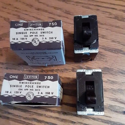 2 NOS in box Leviton KwikChange #3413 Light Switch, Single-Pole brown Lot #1 - Image 1 of 4