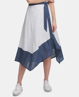 Falda a Rayas Línea A Asimétrica DKNY TALLA 8, SIN CINTURÓN Foto 1 de 3