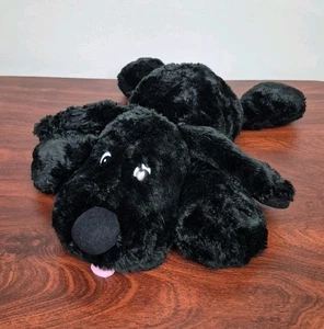 Chosun Black Floppy Puppy Dog 21" Plush Lays Flat Pink Tongue Out Vintage 90s - Picture 1 of 12