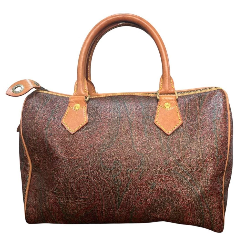 Etro Paisley Mini Boston Bag PVC Leather Vintage Authentic Excellent Condition - Image 1 of 4