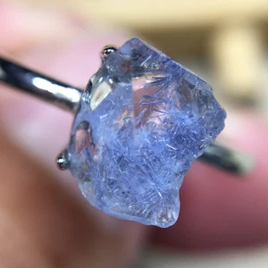 8,7 kt 100 % natürlicher blauer seltener Dumortierit Quarz Rutil verstellbarer Ring - Bild 1 von 4
