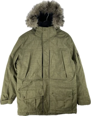 Chaqueta LL Bean Para Hombres Mediana Verde Baxter State Down Parka Imitación Piel Capucha Downtek Foto 1 de 4
