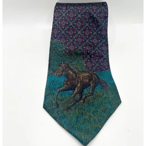 Vintage Seigo New York 100% Silk Horse Stallion Neck Tie Made in Japan Nordstrom - Picture 1 of 4