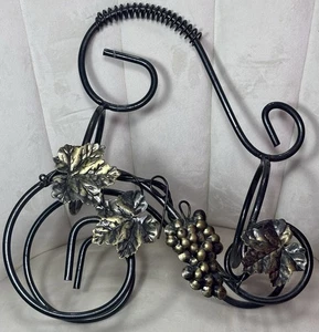 Portabotellas de Vino de Metal Vintage Diseño Hoja de Vid Decoración Negra y Dorada - Imagen 1 de 6