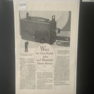 Vintage 1928 Cine Kodak Takes Such Wonderful Home Movies Ad Advertisement - Imagen 1 de 2