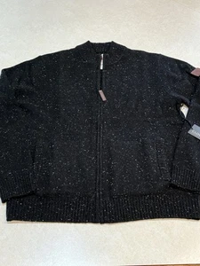 CLOUDVEIL Men's Donegal Full Zip Sweater Wool Black Large New - Picture 1 of 5