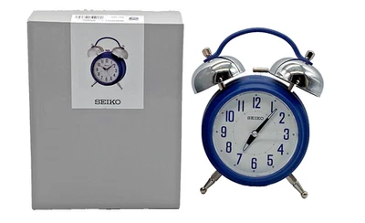NEW SEIKO BLUE DUAL BELL  EXTRA  LOUD ALARM CLOCK, QUIET SWEEP/ SNOOZE QHK051LLH - Image 1 of 4