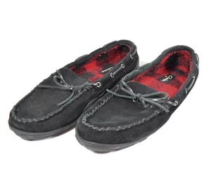 Clarks Herren Bruno schwarz Wildleder Büffel kariert gefüttert Mokassin Slipper Gr. 12 M - Bild 1 von 8