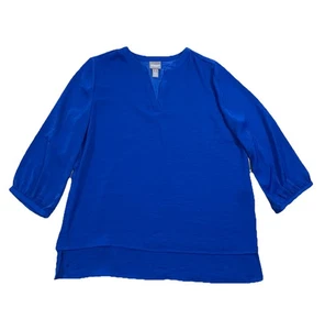 Camicetta blu Chicos donna taglia 1 scollo a V manica 3/4 casual top - Foto 1 di 10