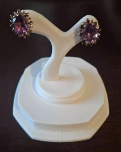 Pendientes Le Vian OVALADOS ORO ROSA 14k AMATISTA cuarzo ahumado tachuelas nuevos con etiquetas - Imagen 1 de 10