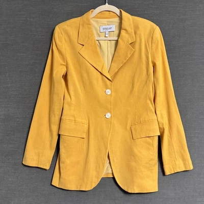 Derek Lam 10 Crosby Blazer 8 Yellow Linen Blend Tailored Jacket Preppy Colorful - Image 1 of 4