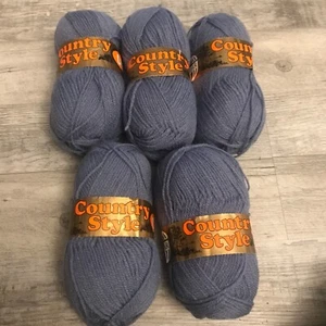 Lot 5 Vintage Sirdar Country Style Yarn Acrylic Nylon Wool Blend 50g balls Blue - Picture 1 of 3
