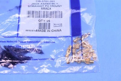 (25) Emerson Straight MMCX PC Mount Jack Assembly 0-6GHz 50 Ohms 225Vrms - Image 1 of 4