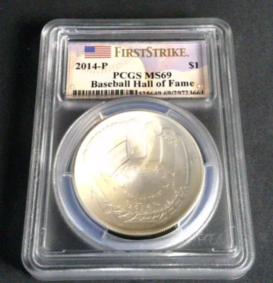 2014-P Proof Baseball Hall of Fame SIlver Dollar - PCGS PR69 DCAM - First Strike - Image 1 of 4