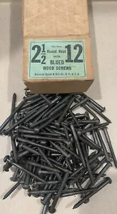 #12 x @ 1/2" VINTAGE GEBLÄUTE SCHLITZ RUNDKOPF EISEN HOLZSCHRAUBEN 115 ct. - Bild 1 von 2