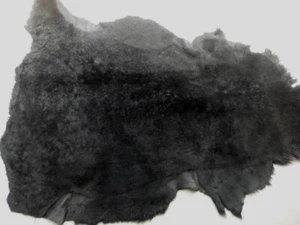 sheepskin shearling leather XL hide Jet Black Dense Silky Hair w/Metallic backs - Picture 1 of 7