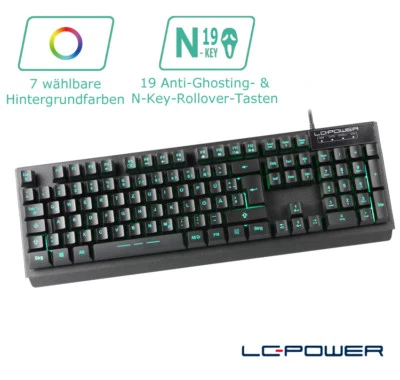 LC-Power - LC-KEY-4B-LED - Beleuchtete USB-LED-Tastatur - 7 Farben - QWERTZ - Bild 1 von 4