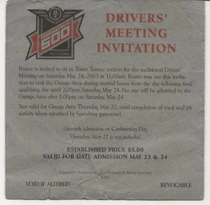2003 Indy 500 pass to meeting for drivers - Picture 1 of 2