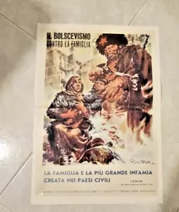 Manifesto di propaganda Fascista Bolscevismo Ristampa locandina Dim 35x50 - Foto 1 di 1