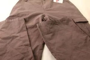 Elodie Women's High Rise Straight Leg Cargo Cotton Pants -Brown-MED - Picture 1 of 4