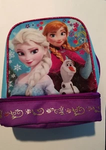 Girls Disney Frozen Brand Blue & Purple Sparkle Canvas School Lunch Tote - Bild 1 von 4