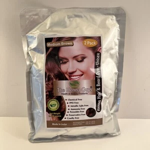 2 Pack The Henna Guys Hair & Beard Dye Unisex Medium Brown 100 Grams each - Picture 1 of 4
