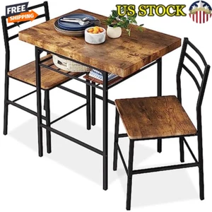 3-Piece Modern Dining Set Space Saving W/ Storage Rack Kitchen Dining Room New - Picture 1 of 6