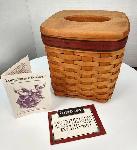 Longaberger 1994 #18490 "Father's Day Tissue Plastic Insert w/Lid Basket Video Cover