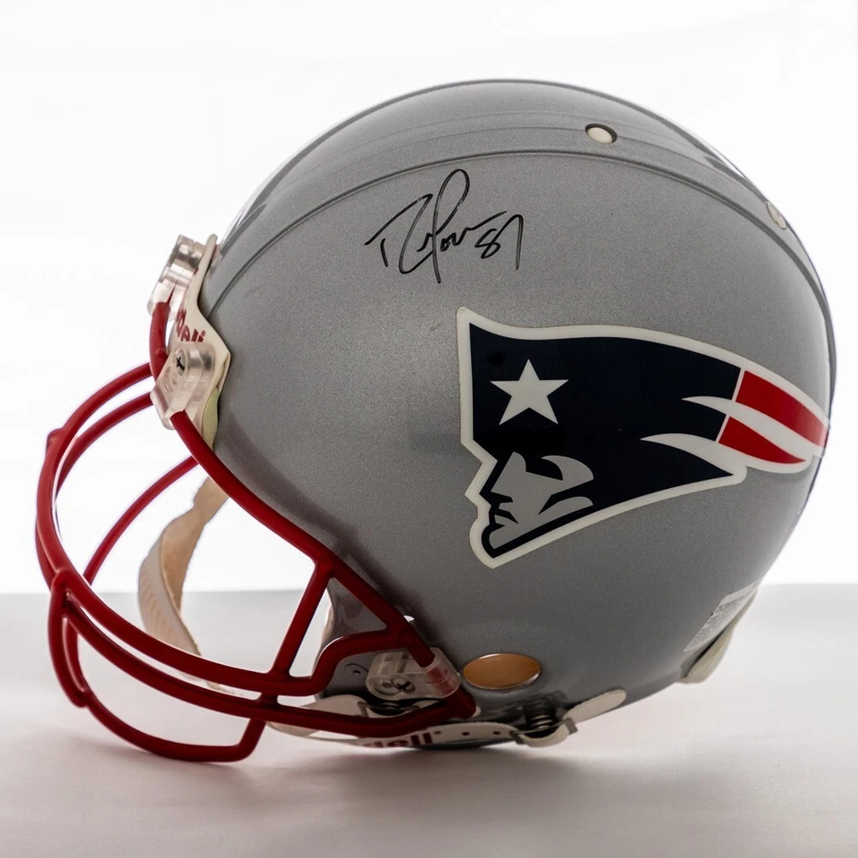 Randy Moss Signed New England Patriots Full-Size Riddell Authentic Helmet JSA - Image 1 of 4