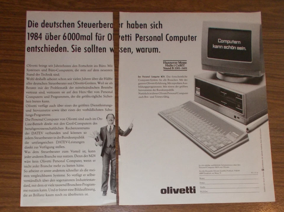 Seltene Werbung OLIVETTI M24 Personal Computer - DATEV - Steuerberater 1984 - Image 1 of 1