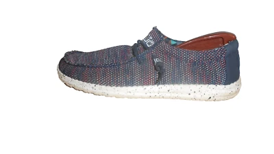 Hey Dude 男式 12 码蓝色橙色 Wally Sox 一脚蹬乐福鞋轻便休闲 — 第 1/4 张图片