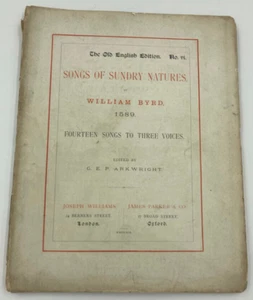 VERY RARE -1892 Printing- William Byrd - Songs of Sundry Natures 1589 - 3 Voices - Picture 1 of 14