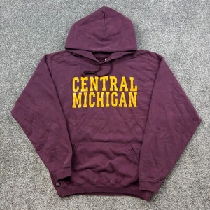 Vintage Central Michigan Chippewas Hoodie Mens Medium Burgundy Red CMU Heavy - Picture 1 of 6