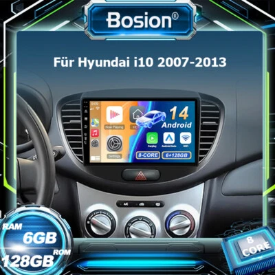 6G+128GB Für Hyundai i10 2007-2013 Android14 Autoradio NAVI GPS CarPlay DSP DAB+ - Bild 1 von 4