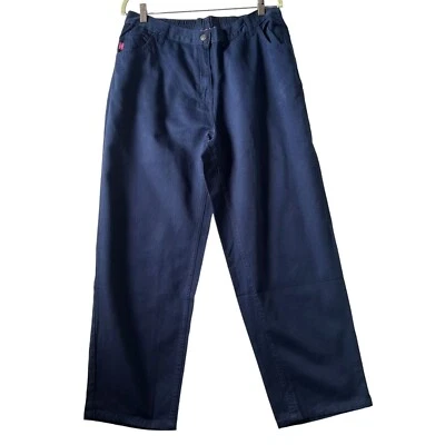 Woman Within Blue Cotton Classic Fit Pants Size 18WP Elastic Back Waist - Image 1 of 4