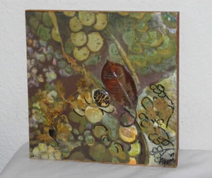 2009 Alice Fong Sacramento Artist Mixed Media Original 8" x 8" - Wine Theme - Picture 1 of 8